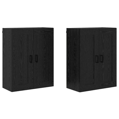 Väggmonterat skåp Väggmonterad 2 pcs Svart Ek 69,5 x 34 x 90 cm