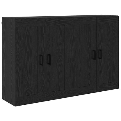 Väggmonterat skåp Väggmonterad 2 pcs Svart Ek 69,5 x 34 x 90 cm