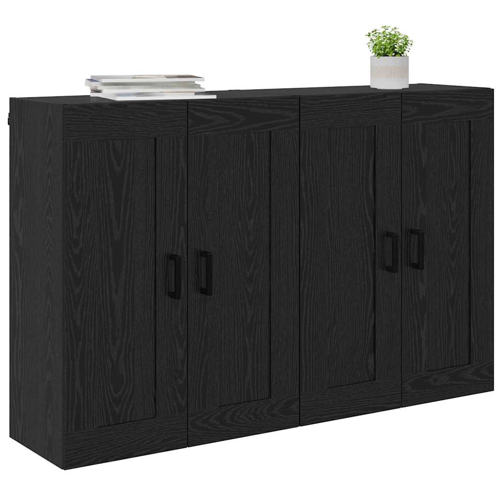 Väggmonterat skåp Väggmonterad 2 pcs Svart Ek 69,5 x 34 x 90 cm