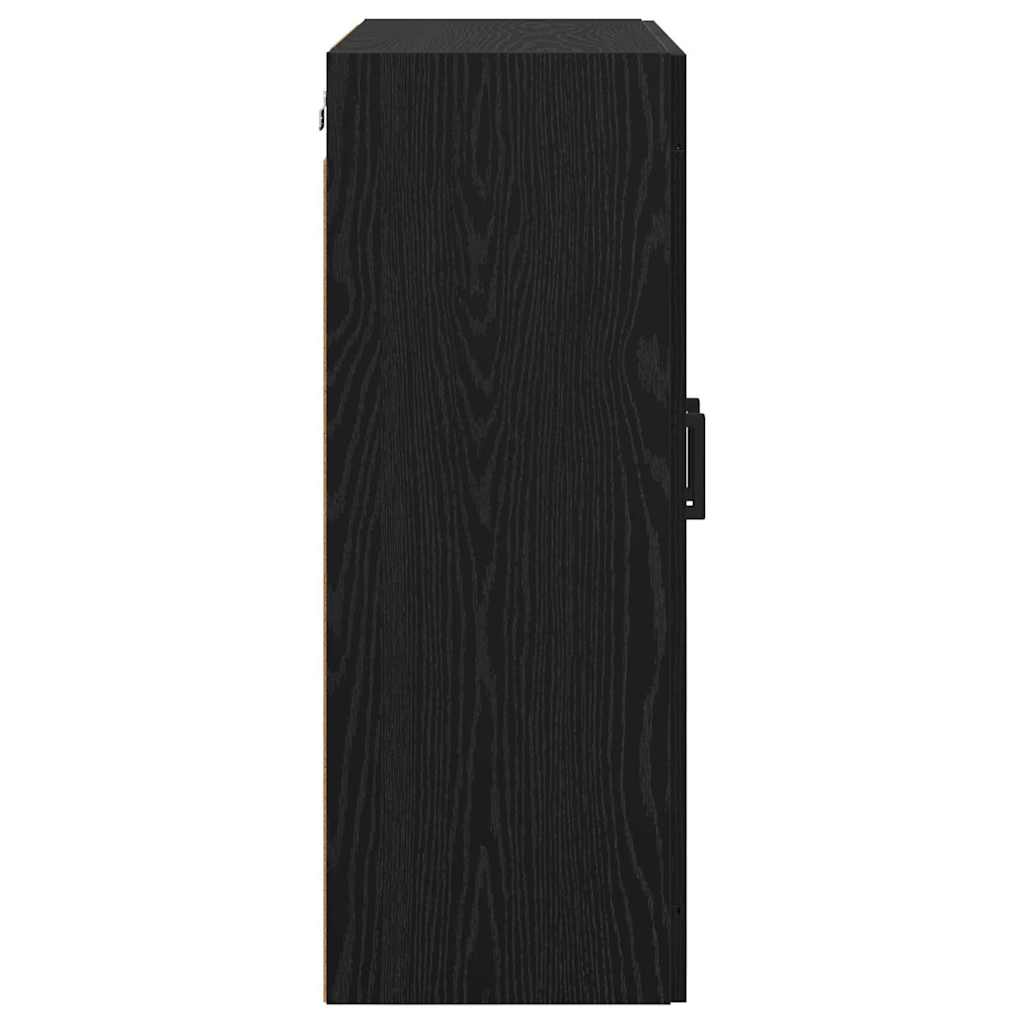 Väggmonterat skåp Väggmonterad 2 pcs Svart Ek 69,5 x 34 x 90 cm