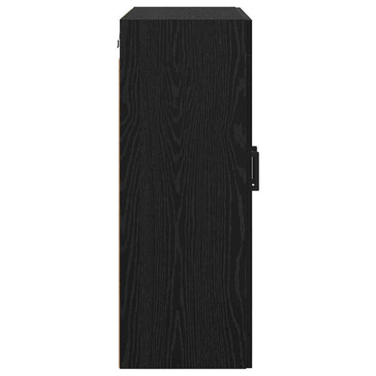 Väggmonterat skåp Väggmonterad 2 pcs Svart Ek 69,5 x 34 x 90 cm