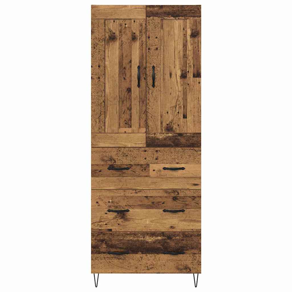 Skåp med låda Gammalt trä 69,5 x 34 x 180 cm Konstruerat trä