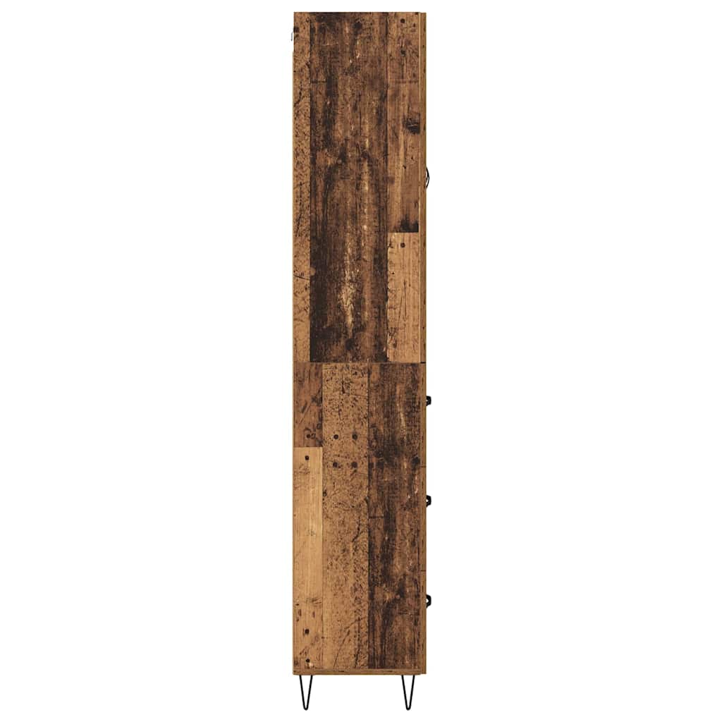 Skåp med låda Gammalt trä 69,5 x 34 x 180 cm Konstruerat trä