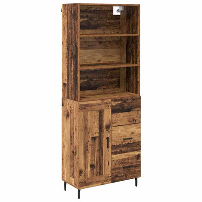 Skåp Åldrat Trä 69,5 x 34 x 180 cm och glas