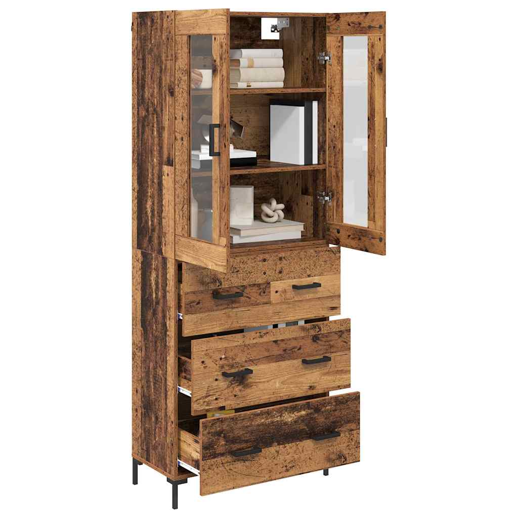 Skåp med låda 2 pcs Gammalt trä Konstruerat trä