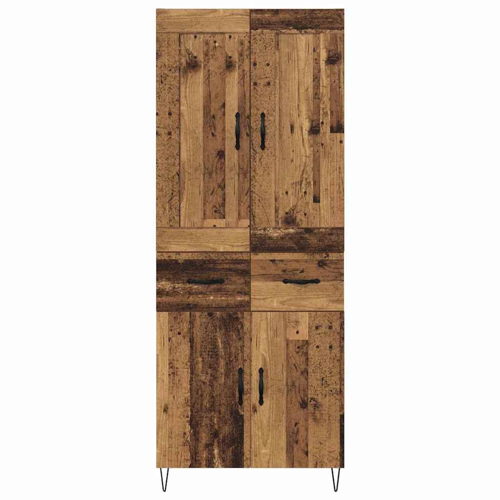 Skåp med låda Gammalt trä 69,5 x 34 x 180 cm Konstruerat trä