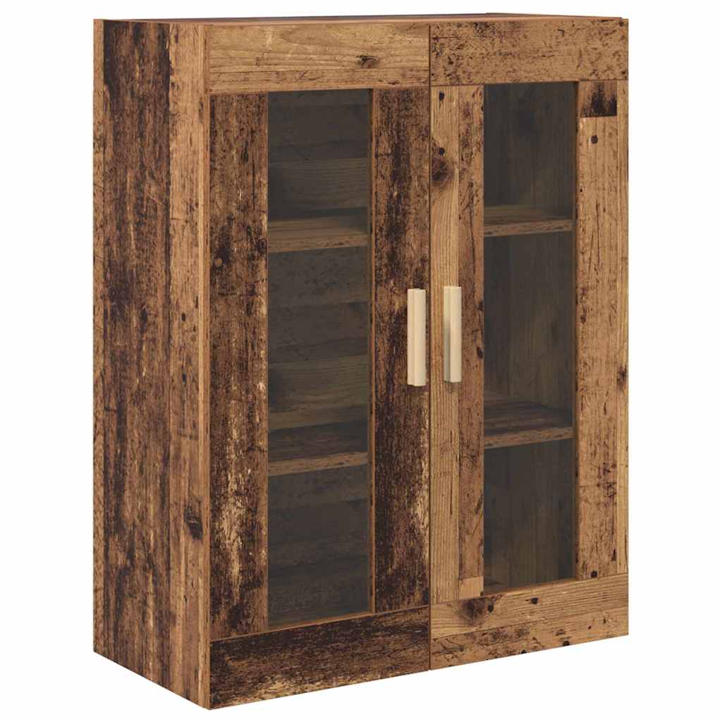 Skåp Åldrat Trä 69,5 x 34 x 180 cm och glas