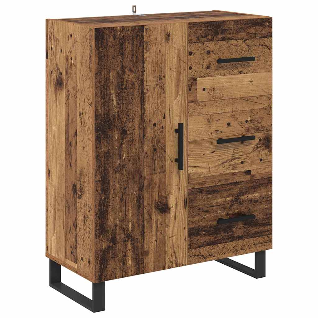 Skåp med låda 2 pcs Gammalt trä Konstruerat trä