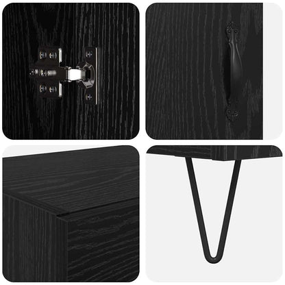 Skåp Svart Ek 69,5 x 34 x 180 cm Konstruerat trä