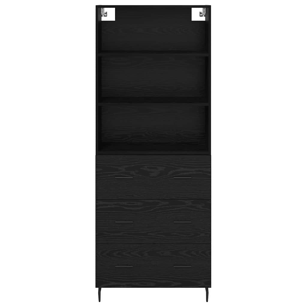 Skåp Svart Ek 69,5 x 34 x 180 cm och glas