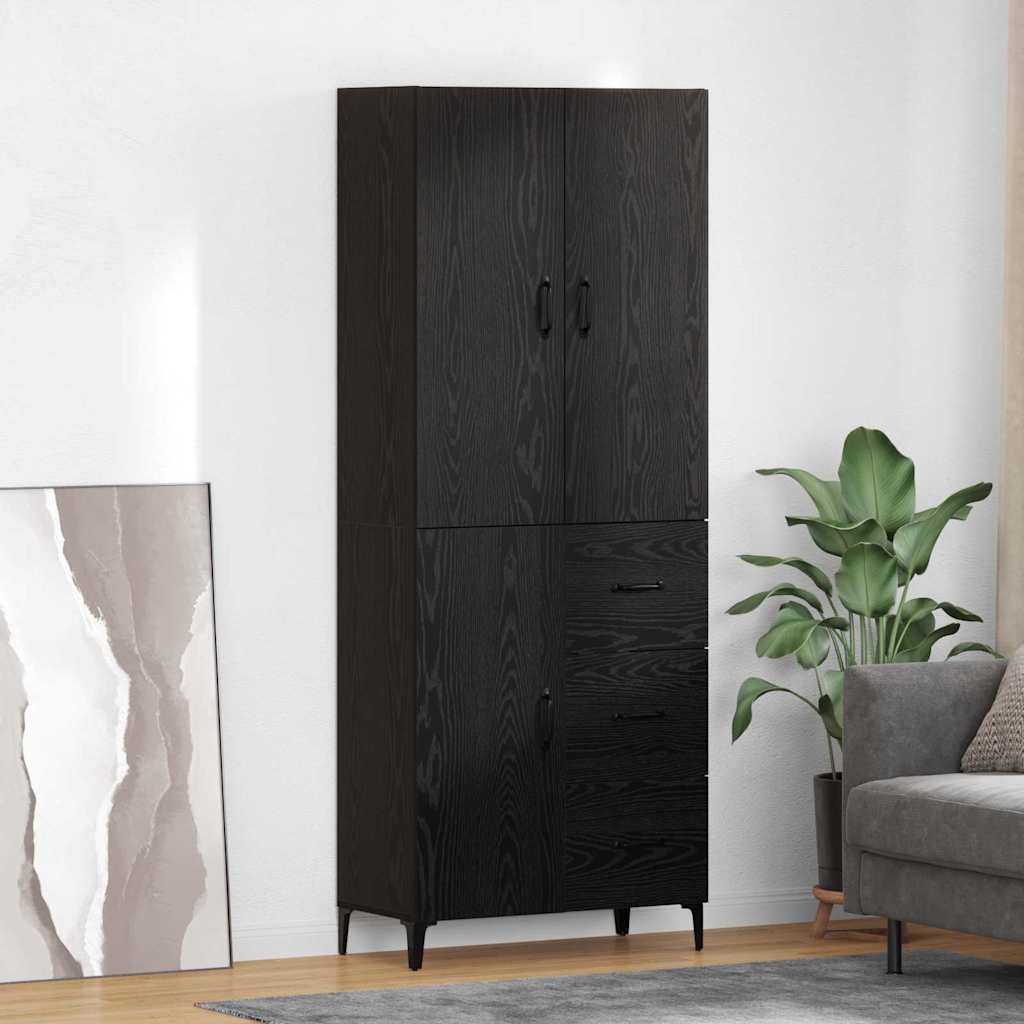 Skåp Svart Ek 69,5 x 34 x 180 cm