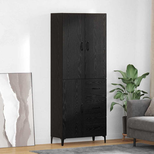Skåp Svart Ek 69,5 x 34 x 180 cm