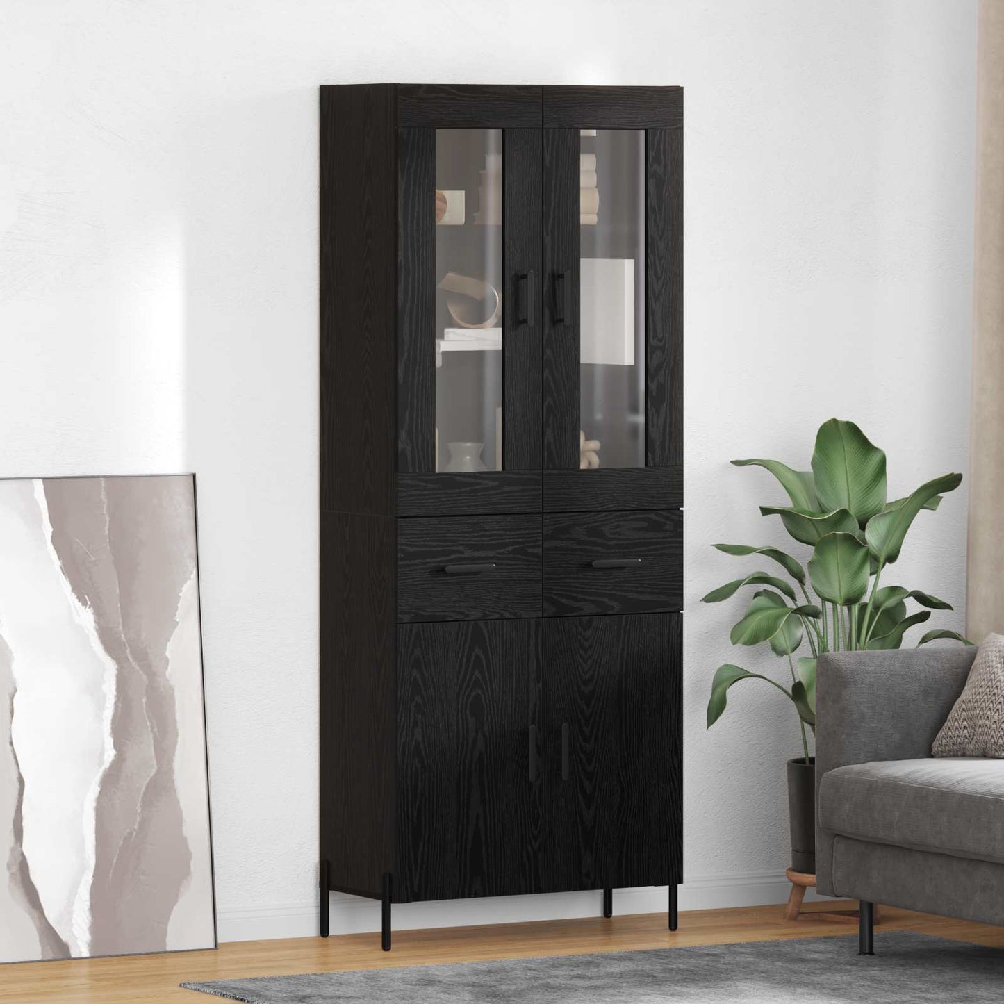 Skåp Svart Ek 69,5 x 34 x 180 cm