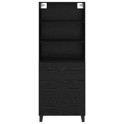 Skåp med låda 2 pcs Svart Ek Konstruerat trä