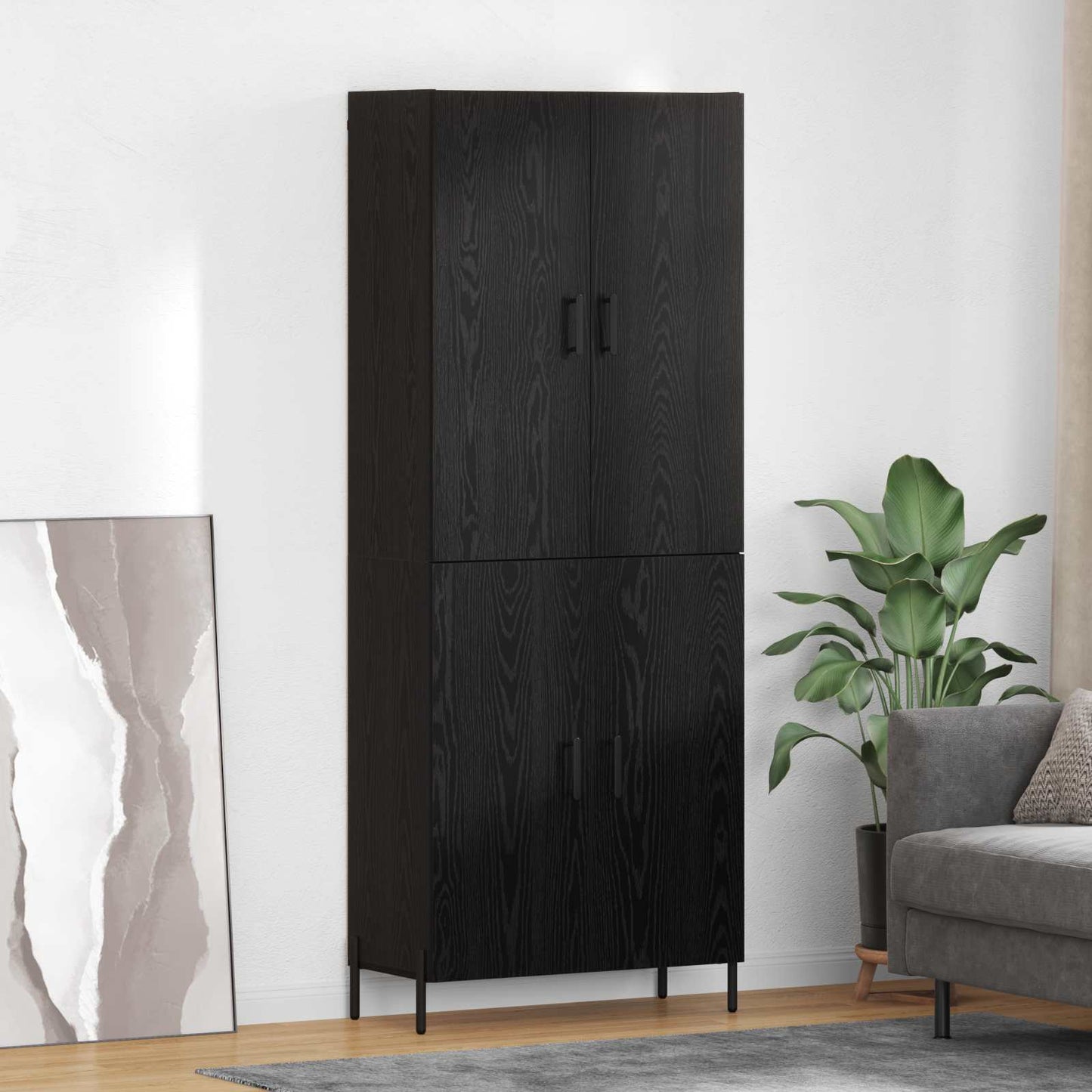 Skåp Svart Ek 69,5 x 34 x 180 cm