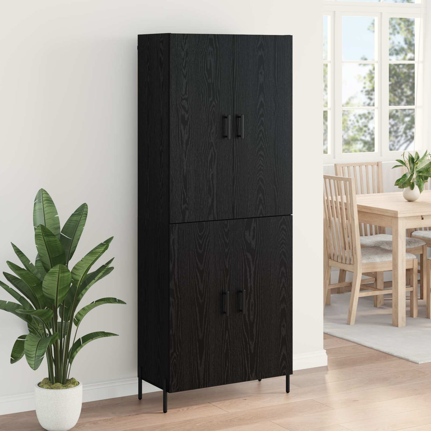 Skåp Svart Ek 69,5 x 34 x 180 cm