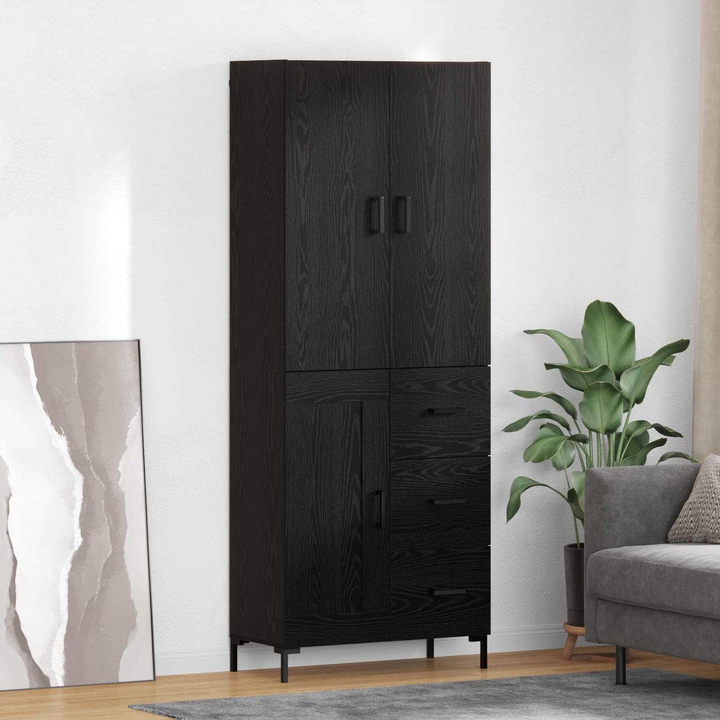 Skåp Svart Ek 69,5 x 34 x 180 cm