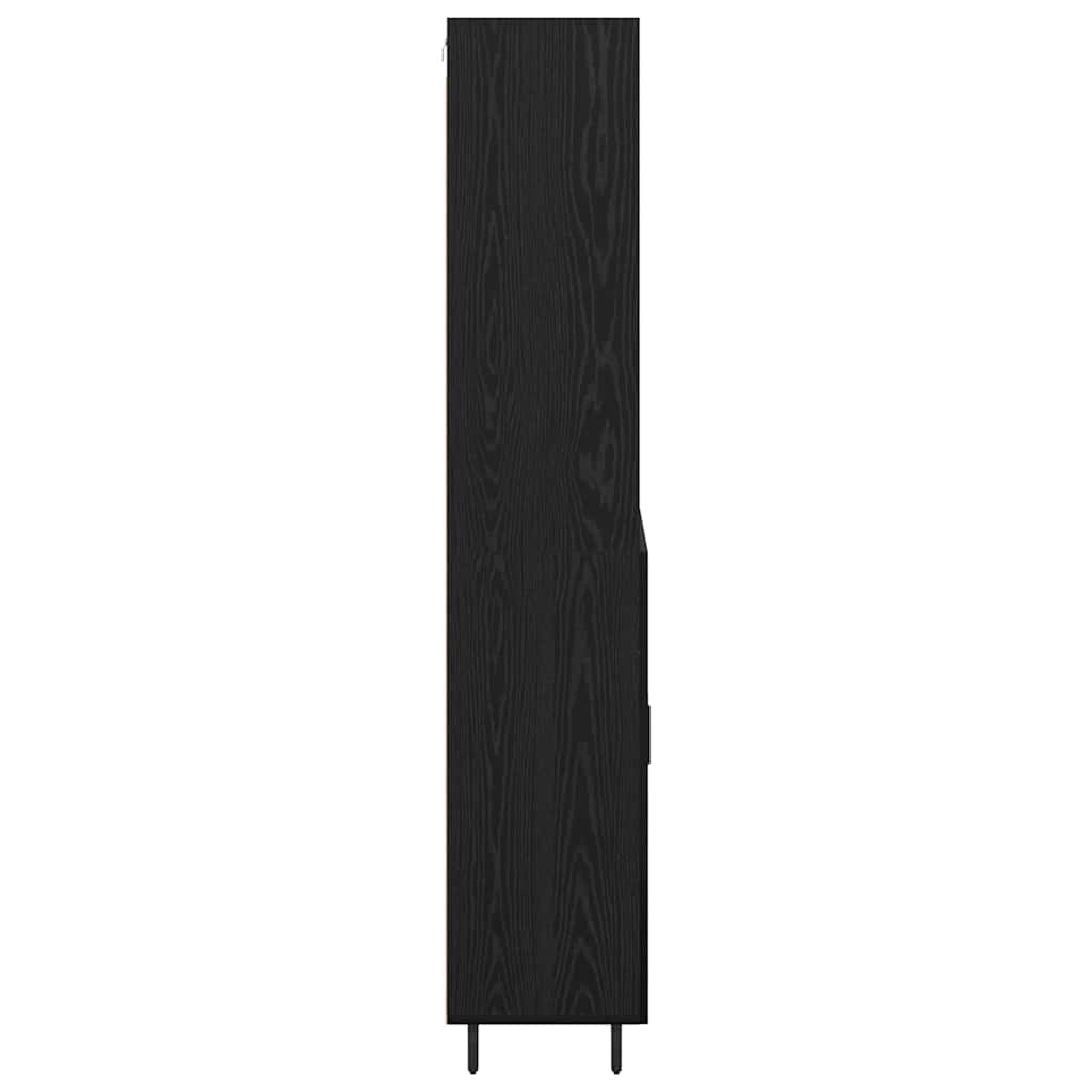 Skåp Svart Ek 69,5 x 34 x 180 cm Konstruerat trä och glas