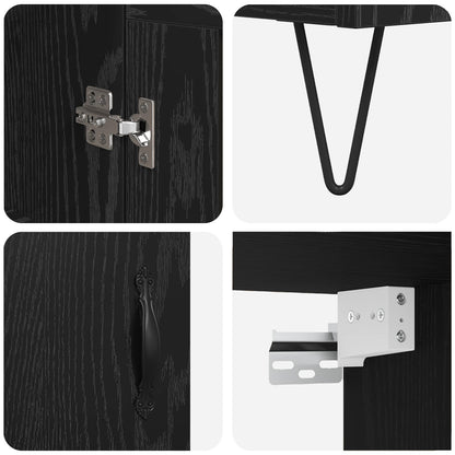 Skåp Svart Ek 69,5 x 34 x 180 cm Konstruerat trä