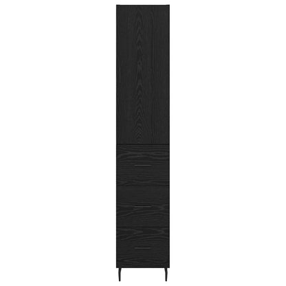 Skåp med låda Svart Ek 34,5 x 34 x 180 cm Konstruerat trä