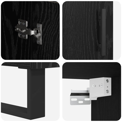 Skåp Svart Ek 69,5 x 34 x 180 cm Konstruerat trä