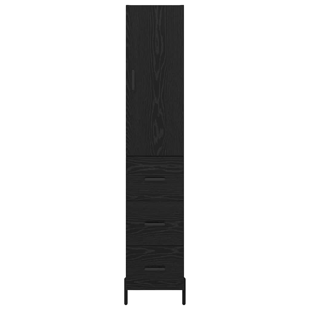 Skåp Svart Ek med låda 34,5 x 34 x 180 cm