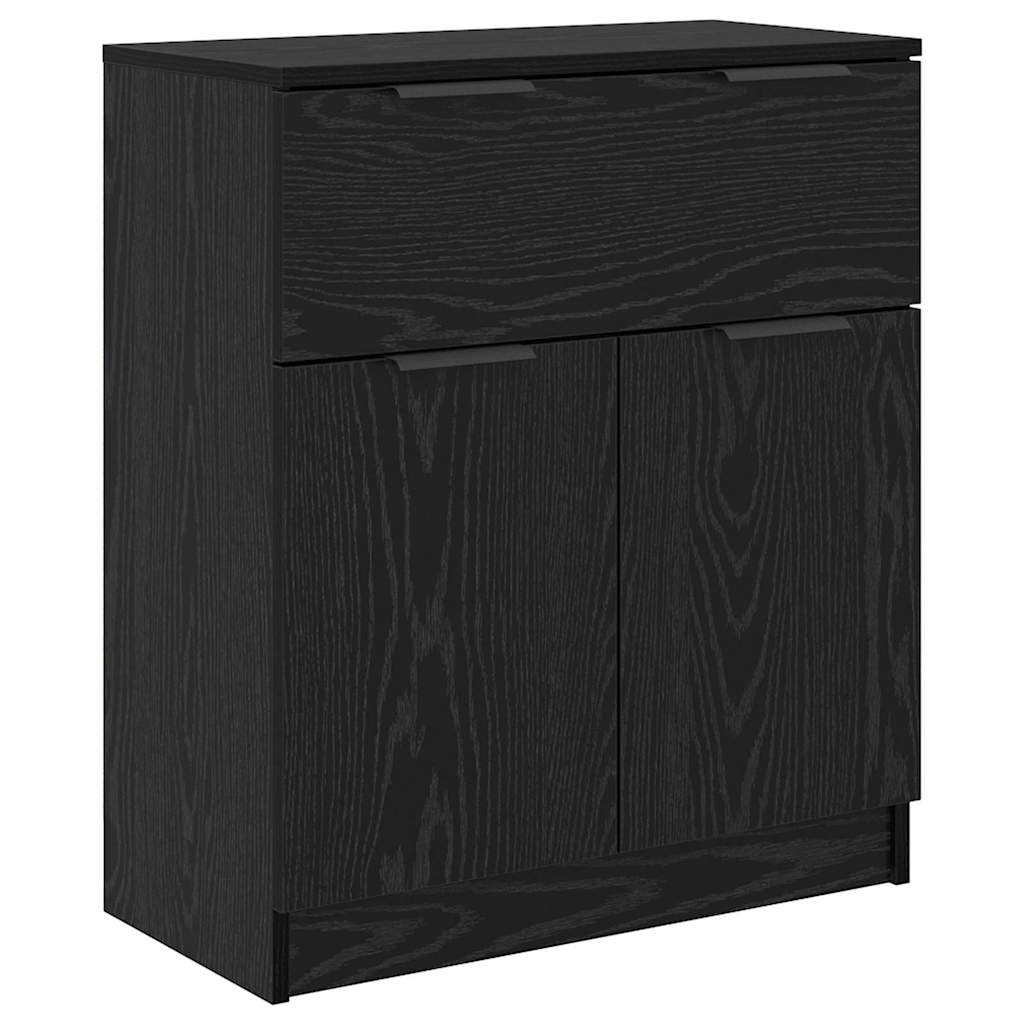 Sideboard med låda 3 pcs Svart ek Konstruerat trä
