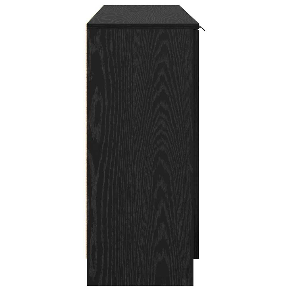 Sideboard med låda 3 pcs Svart ek Konstruerat trä