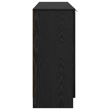 Sideboard med låda 3 pcs Svart ek Konstruerat trä