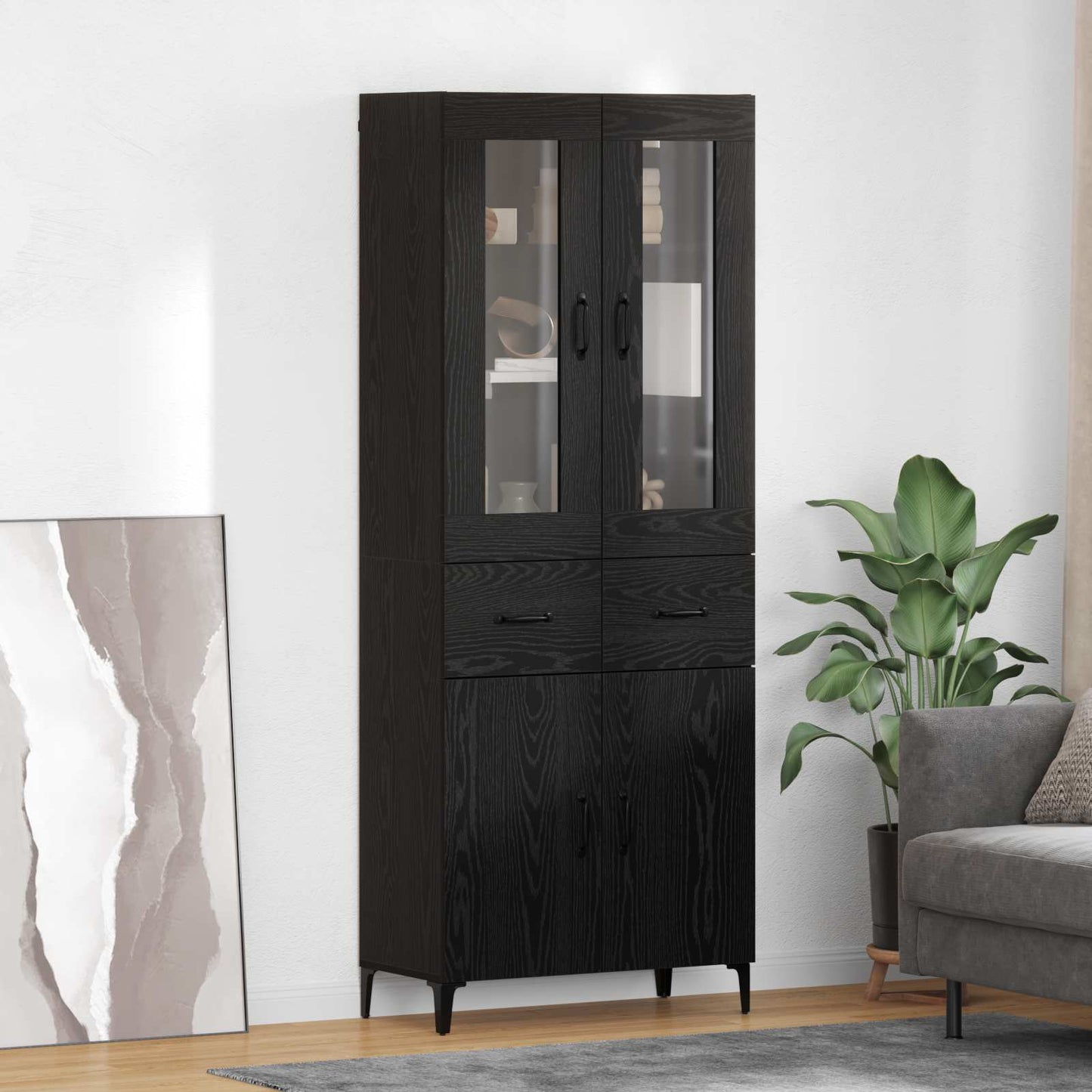 Skåp Svart Ek 69,5 x 34 x 180 cm