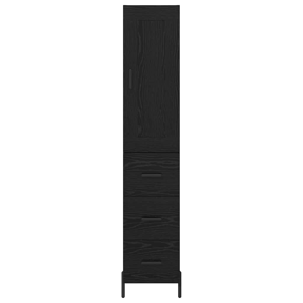 Skåp Svart Ek med låda 34,5 x 34 x 180 cm