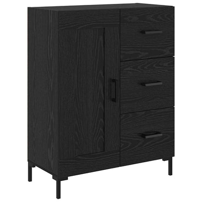 Skåp med låda 2 pcs Svart Ek Konstruerat trä