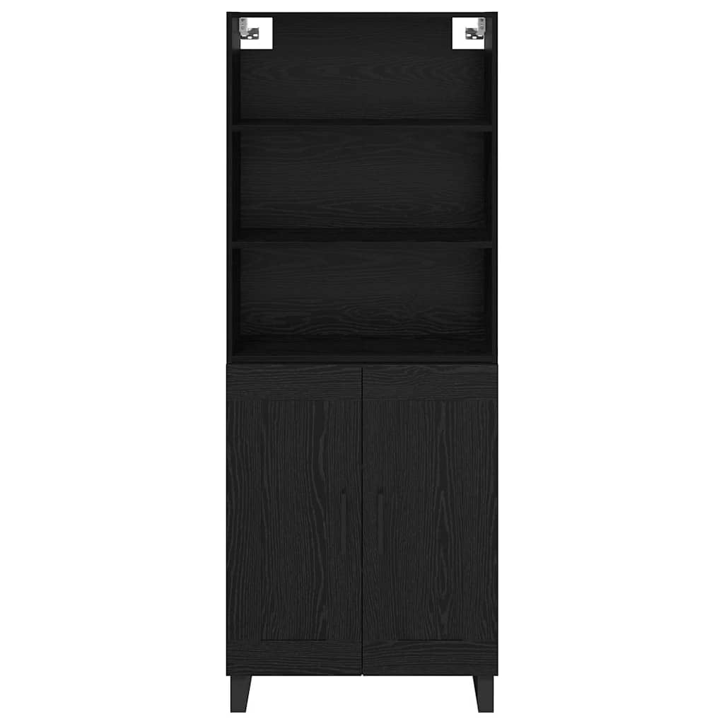 Skåp med låda 2 pcs Svart Ek Konstruerat trä
