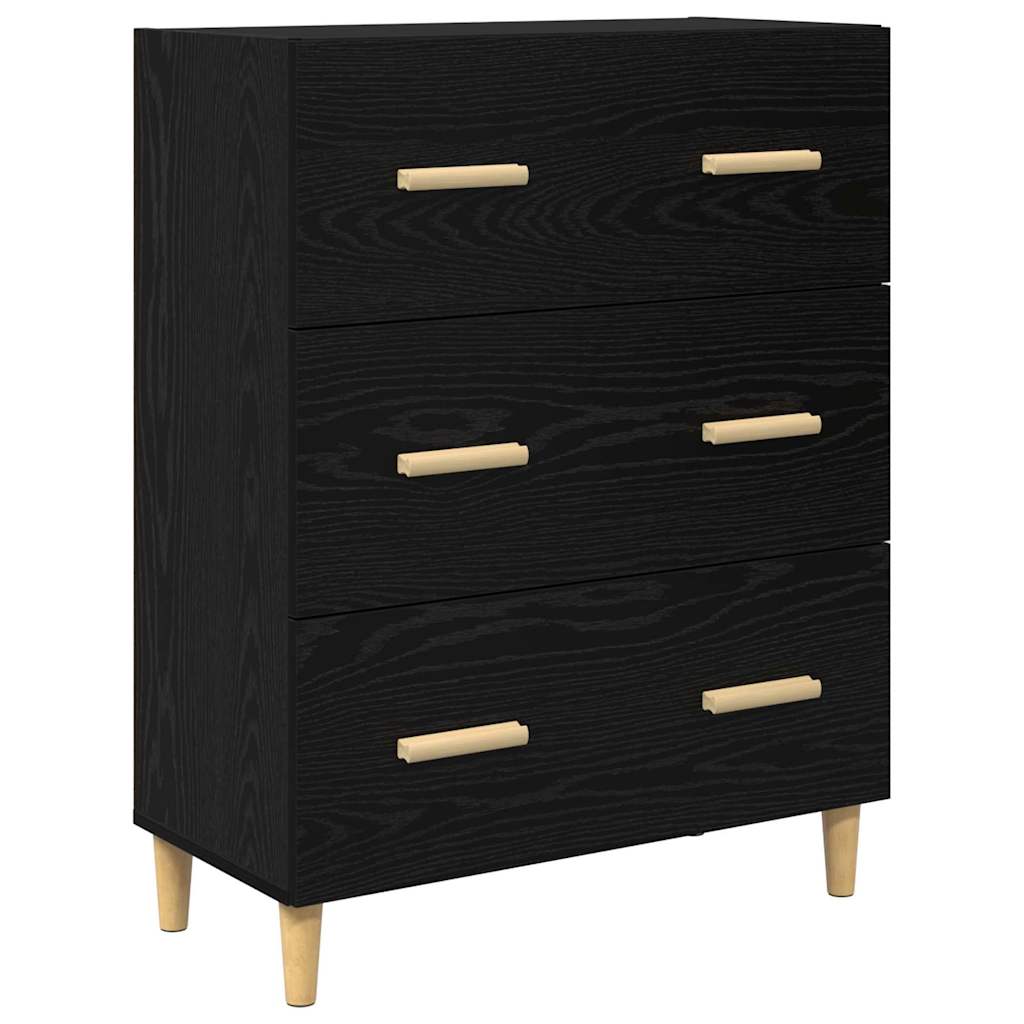Skåp Svart Ek 69,5 x 34 x 180 cm Konstruerat trä och glas
