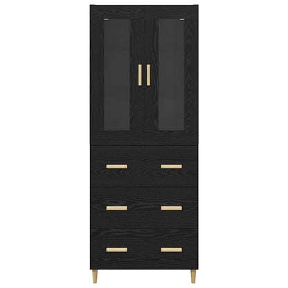 Skåp Svart Ek 69,5 x 34 x 180 cm Konstruerat trä och glas