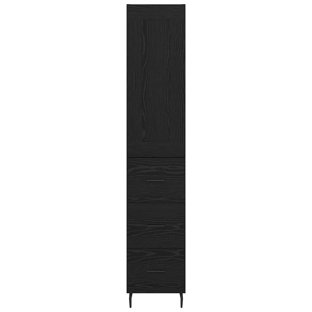 Skåp Svart Ek med låda 34,5 x 34 x 180 cm