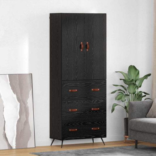 Skåp Svart Ek 69,5 x 34 x 180 cm