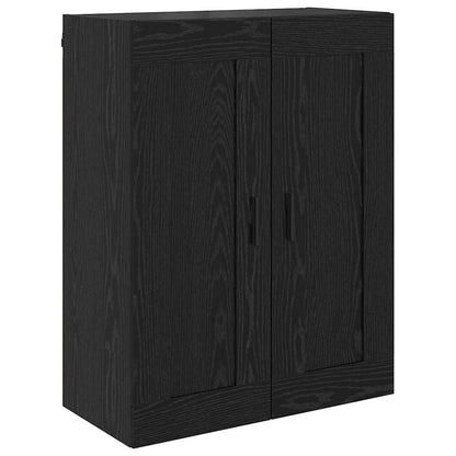 Skåp med låda 2 pcs Svart Ek Konstruerat trä