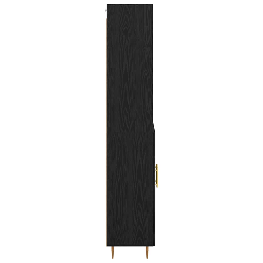 Skåp med låda Svart Ek 69,5 x 34 x 180 cm Konstruerat trä