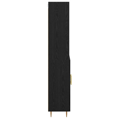 Skåp med låda Svart Ek 69,5 x 34 x 180 cm Konstruerat trä