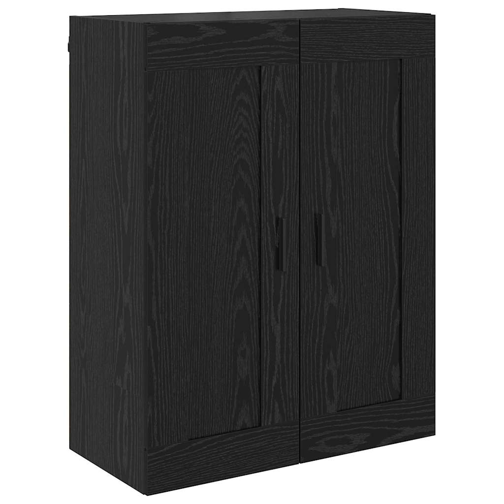 Skåp med låda 2 pcs Svart Ek Konstruerat trä