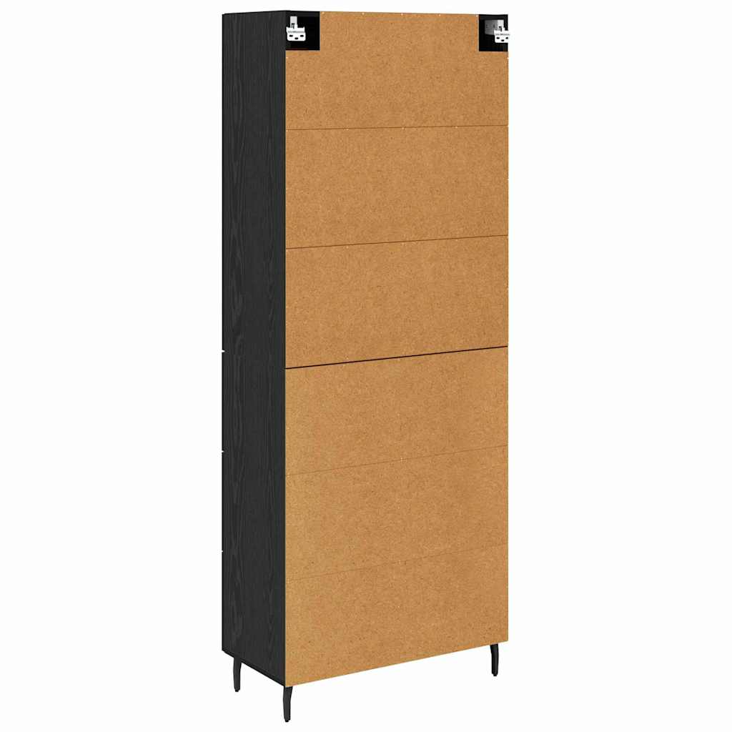 Skåp med låda 2 pcs Svart Ek Konstruerat trä
