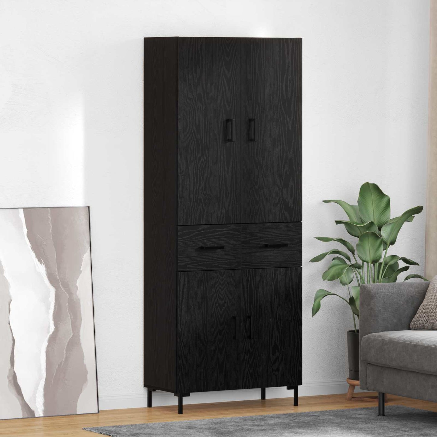 Skåp Svart Ek 69,5 x 34 x 180 cm