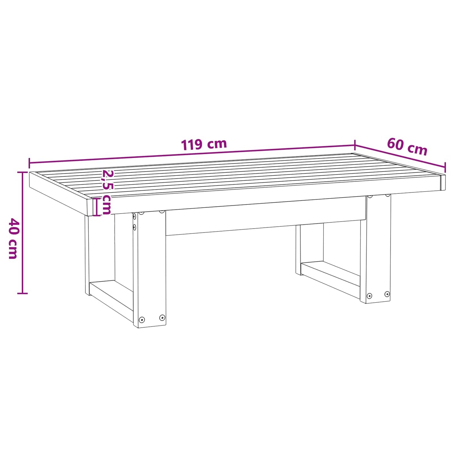 Kaffeebord NOAIN Svart 119 x 60 x 40 cm Massiv furu