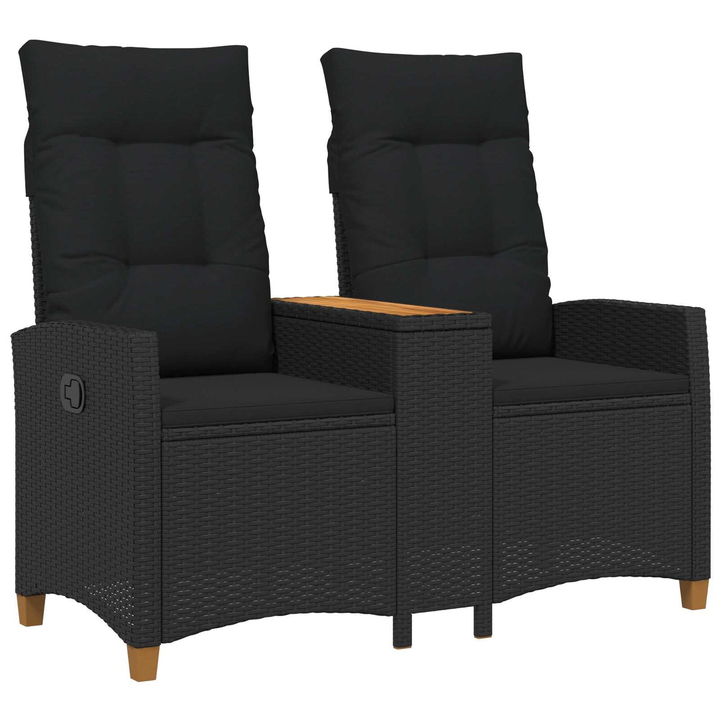 Trädgårdssoffa Reclining Bench with Table Svart 126 x 65 x 112 cm konstrotting
