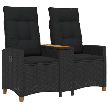 Trädgårdssoffa Reclining Bench with Table Svart 126 x 65 x 112 cm konstrotting