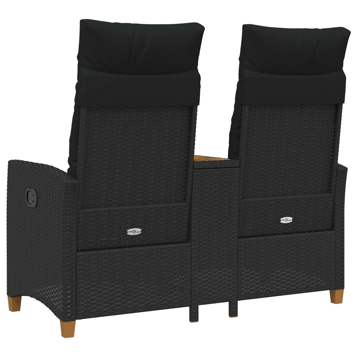 Trädgårdssoffa Reclining Bench with Table Svart 126 x 65 x 112 cm konstrotting