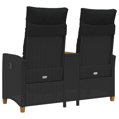 Trädgårdssoffa Reclining Bench with Table Svart 126 x 65 x 112 cm konstrotting