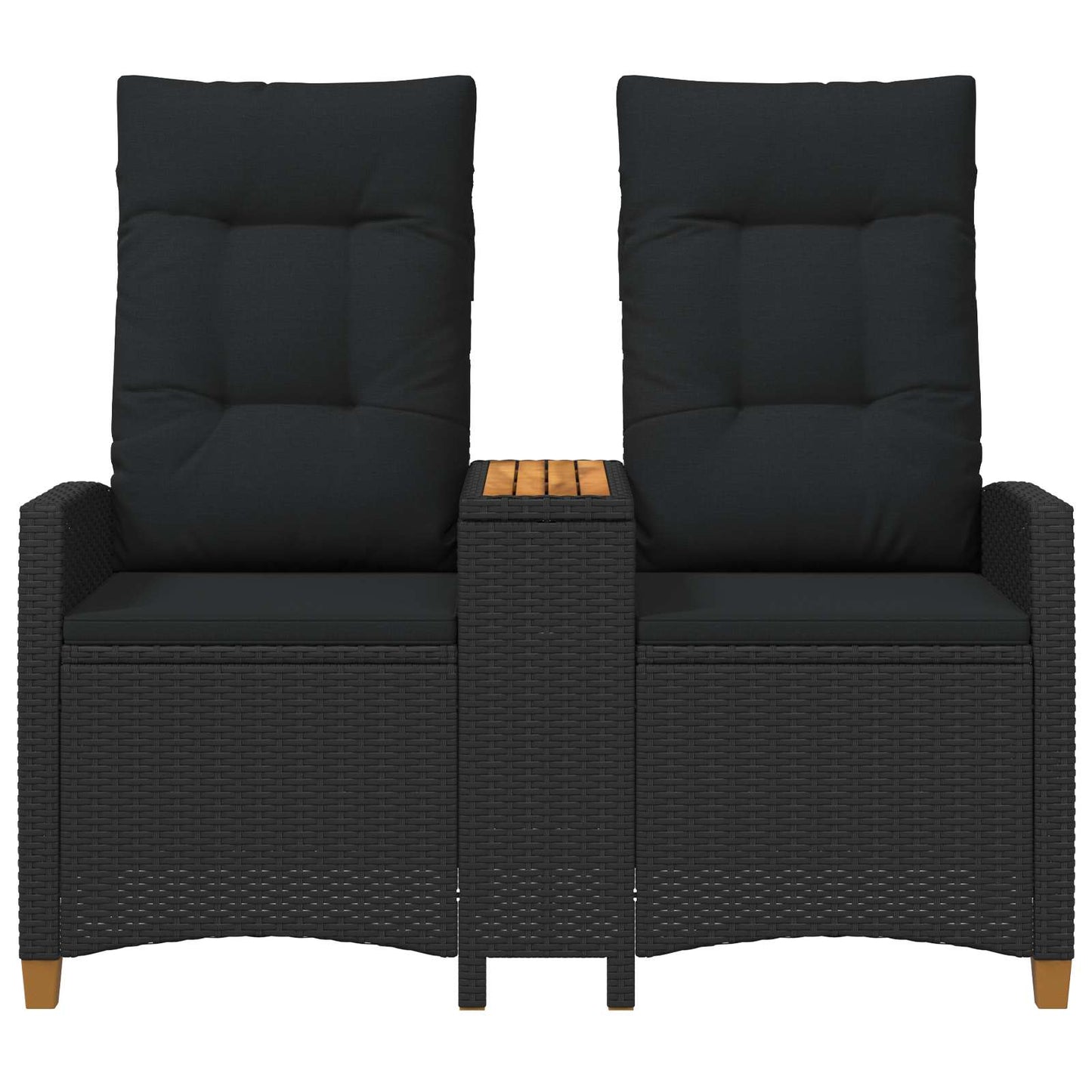 Trädgårdssoffa Reclining Bench with Table Svart 126 x 65 x 112 cm konstrotting