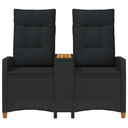 Trädgårdssoffa Reclining Bench with Table Svart 126 x 65 x 112 cm konstrotting